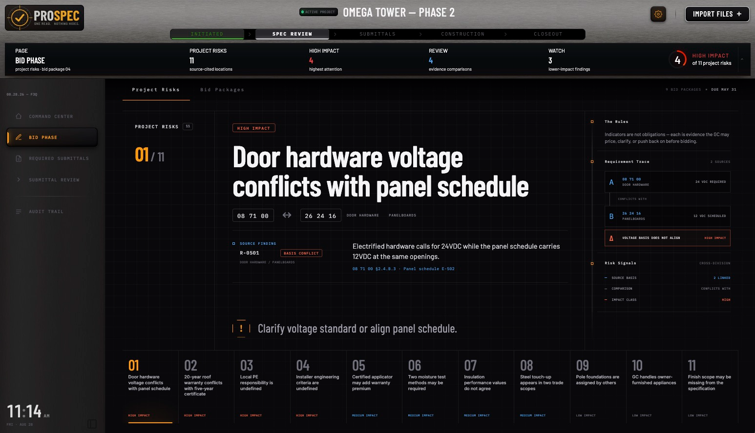Pro Spec cross-section review, actual interface output